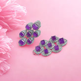Purple Sparkle Geometric Statement Earrings