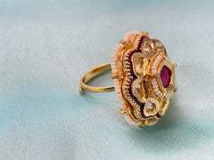 Modern Swirl Gold Enamel Statement Ring