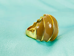 Gold Wavy Statement Enamel Ring – Contemporary Fashion Jewelry