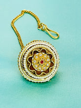 Floral Kundan Pearl Maang Tikka with Red Stone Center