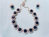 Elegant Sapphire Blue Crystal Necklace & Ring Set – Luxury Statement Jewelry
