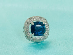 Elegant Sapphire Blue Crystal Necklace & Ring Set – Luxury Statement Jewelry