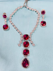 Exquisite Ruby & Diamond Necklace Set – Premium Bridal Jewelry