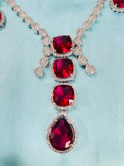Exquisite Ruby & Diamond Necklace Set – Premium Bridal Jewelry