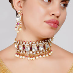 Majestic Kundan Pearl Bridal Choker Set