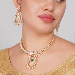 Royal Moissanite Kundan Necklace Set with Earrings