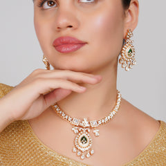 Royal Moissanite Kundan Necklace Set with Earrings