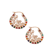 Multicolor Kundan Floral Hoop Earrings