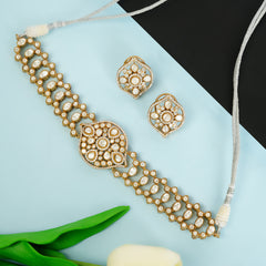 Moissanite Floral Choker Set with Matching Stud Earrings