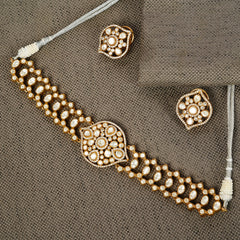 Moissanite Floral Choker Set with Matching Stud Earrings