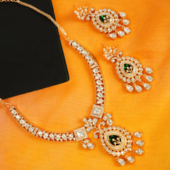 Royal Moissanite Kundan Necklace Set with Earrings