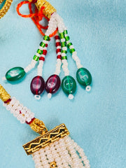 Royal Green & Pearl Kundan Necklace Set – Traditional Indian Jewelry