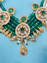 Royal Green & Pearl Kundan Necklace Set – Traditional Indian Jewelry
