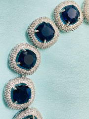 Elegant Sapphire Blue Crystal Necklace & Ring Set – Luxury Statement Jewelry