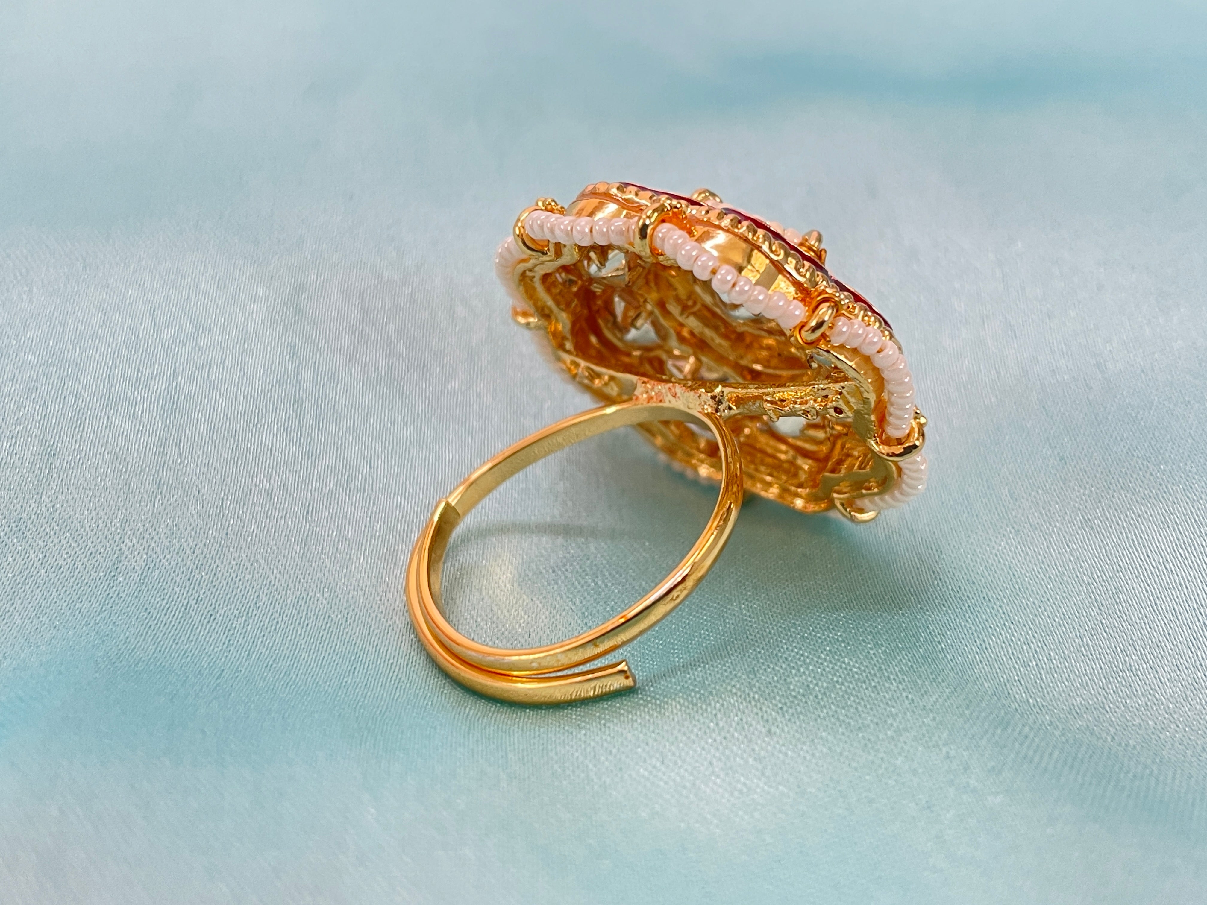 Modern Swirl Gold Enamel Statement Ring