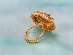 Modern Swirl Gold Enamel Statement Ring