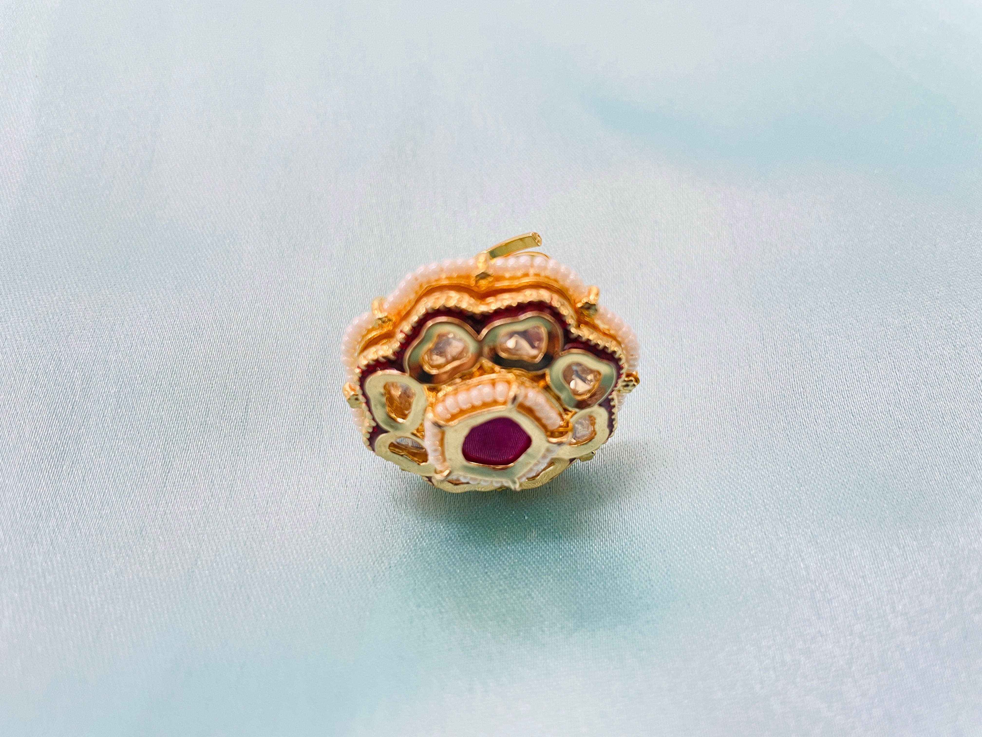 Modern Swirl Gold Enamel Statement Ring