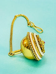 Floral Kundan Pearl Maang Tikka with Red Stone Center