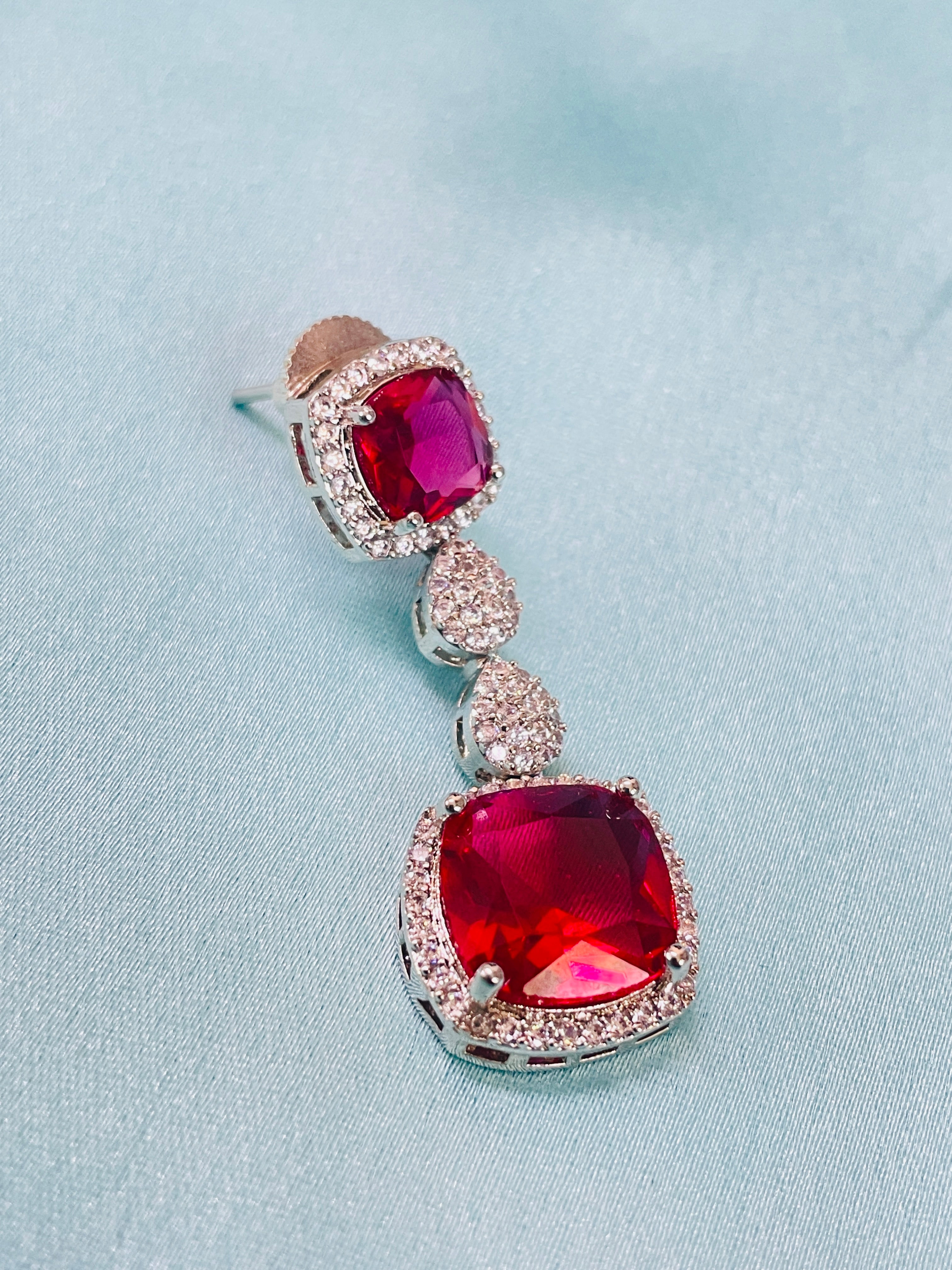 Exquisite Ruby & Diamond Necklace Set – Premium Bridal Jewelry
