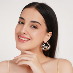 Multicolor Kundan Floral Hoop Earrings