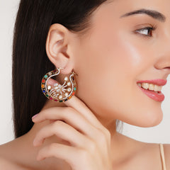 Multicolor Kundan Floral Hoop Earrings