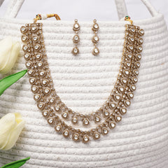 Moissanite Double Layer Necklace Set with earrings