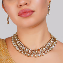 Moissanite Double Layer Necklace Set with earrings