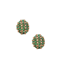 Emerald Green/Pink Dome Stud Earrings