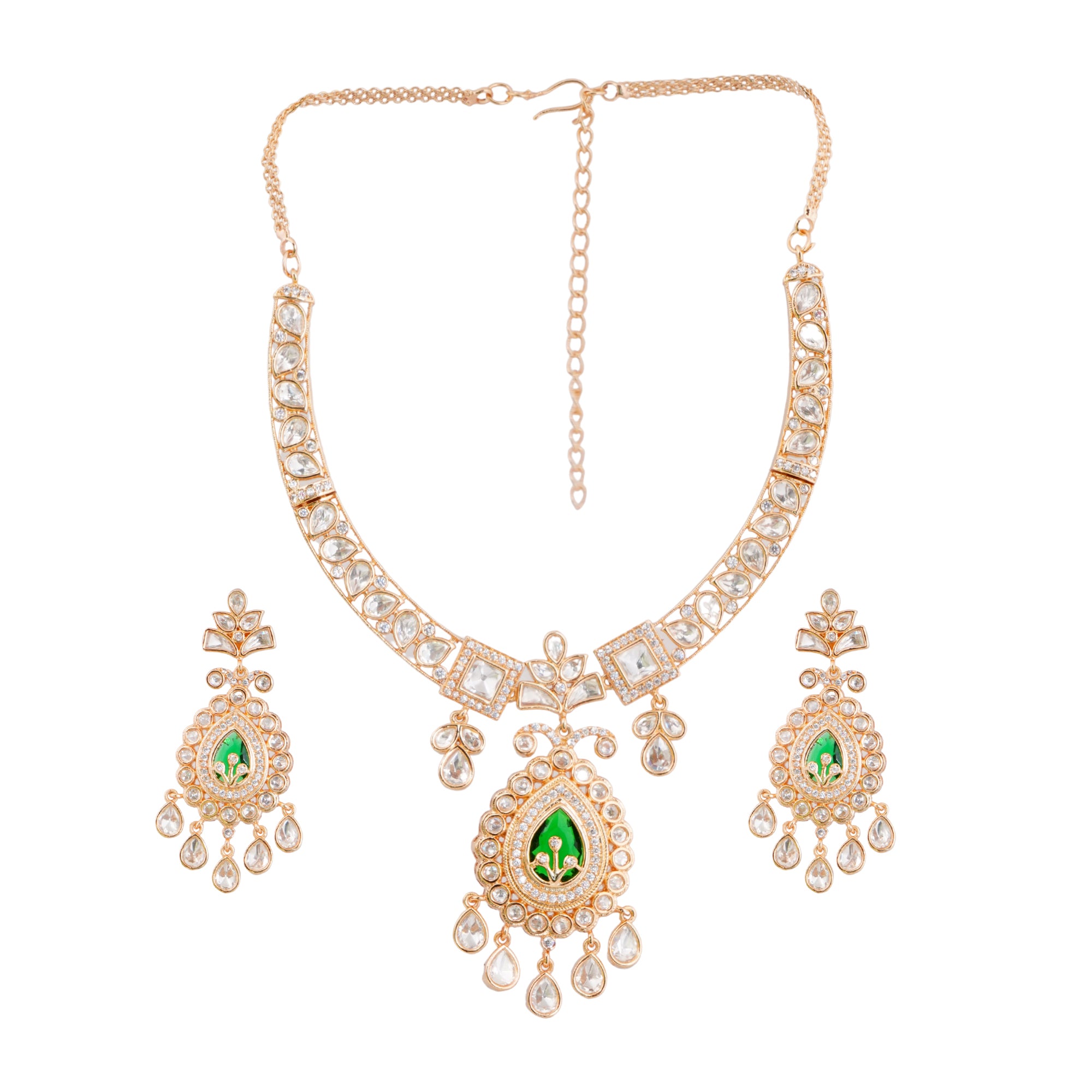 Royal Moissanite Kundan Necklace Set with Earrings